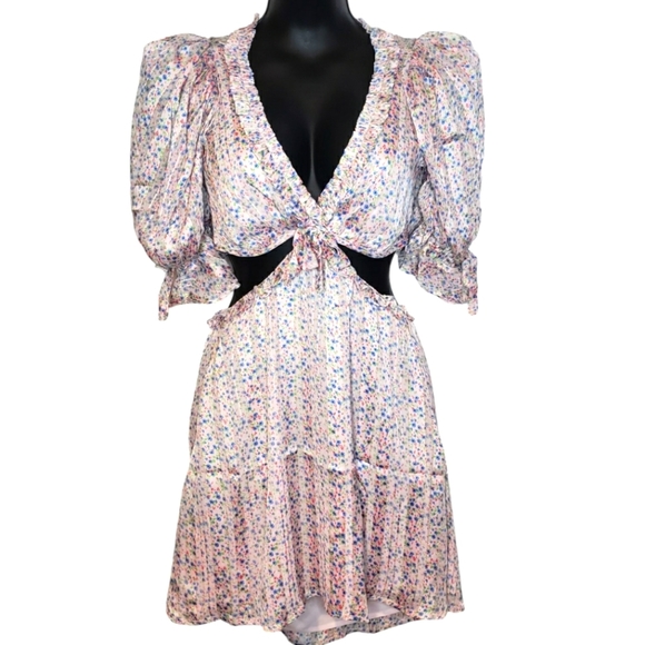 For Love And Lemons Phoebe Floral Mini Dress Small NWT - Picture 3 of 8